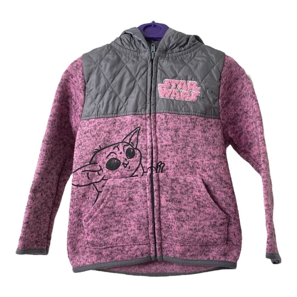 Girls Size 4T Lightweight Jacket Star Wars Purple and Grey Long Sleeve